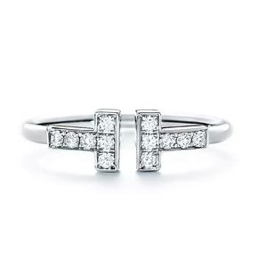 TIFFANY & Co Tiffany T Diamond Wire Ring in 18k White Gold & Diamonds Size 5.5